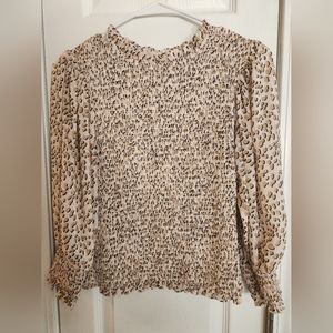 Express Women's Shirred, Puff Sleeve Blouse Animal Print Size XS